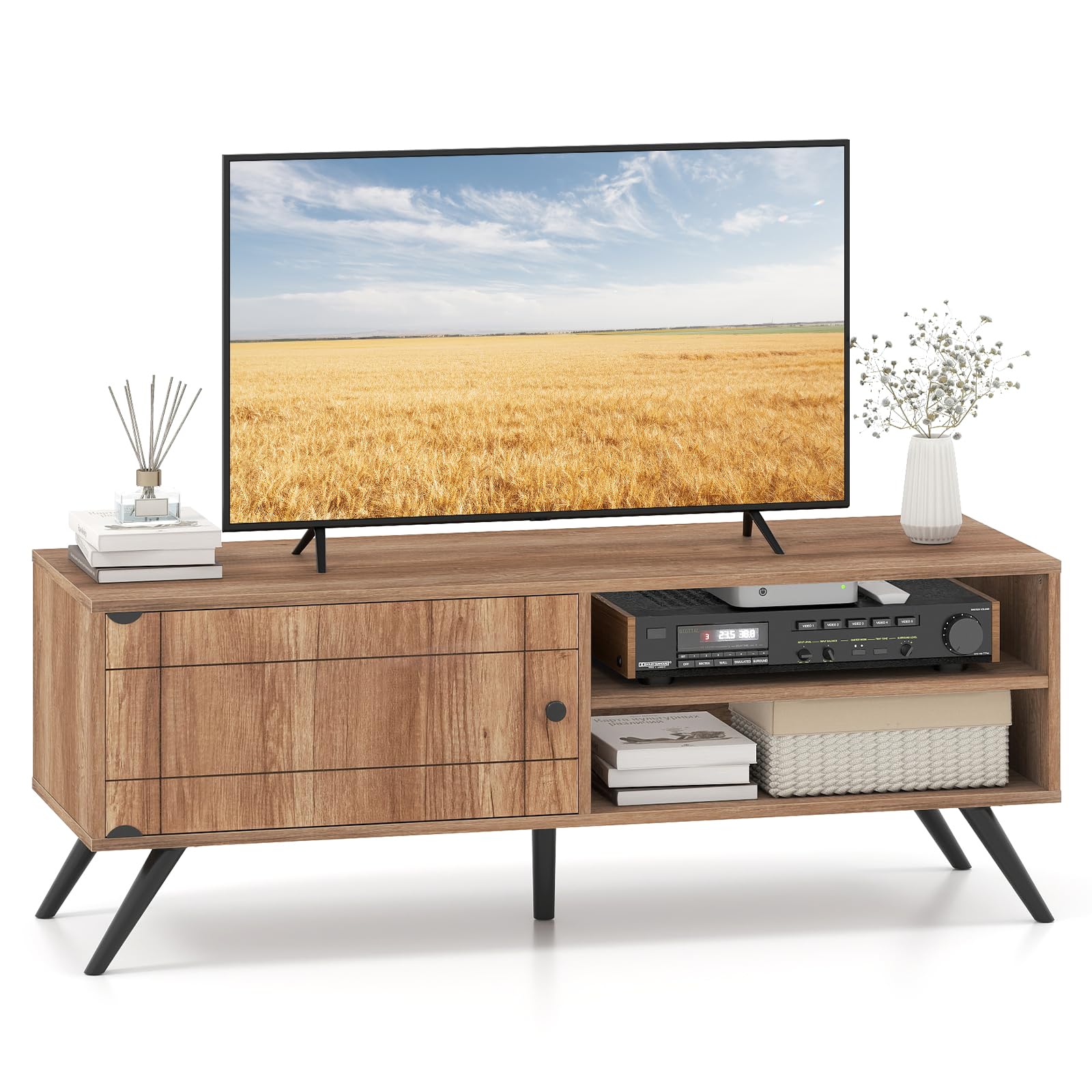 Tangkula Mid Century Modern Entertainment Center TV Stand